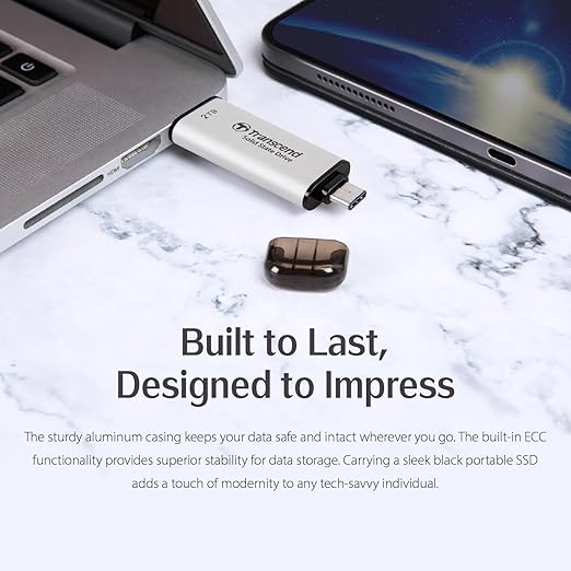 Transcend 512GB External SSD, Up to 1,050MB/s, Flash Drive for Pixel 10/iPhone17,16,15&iPad&Mac, Windows/Android/Tablet/PC, Dual USB 3.2 Thumb Drive Photo Stick, 2-in-1 Type C &Type A Memory Stick
