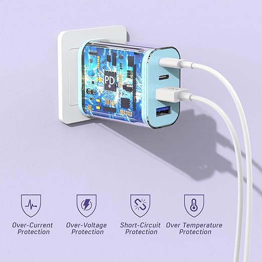 40W USB C Charger Block, [2 Pack] 4-prot USB Type C iPhone Fast Charging Brick, Multiport Apple Adapter for iPhone 17/17 Air/ 16 Pro/16 Pro Max/15/14/13/12, iPad Pro/iPad Air, iPad mini, iPad (Blue)