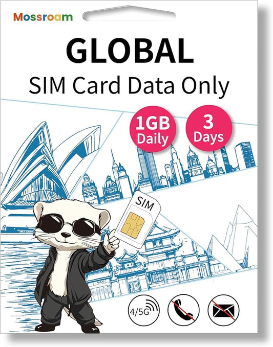 Global SIM Card – Prepaid Data Plan | 1GB Daily Data,3 Days | High-Speed 4/5G LTE Internet | No Roaming Fees | Works in Multiple Countries