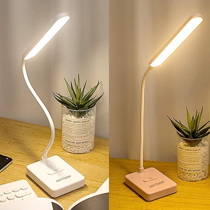Cordless Desk Table Lamp Reading Light Rechargeable Battery 2200m,Touch 3 LED Modes,Dimmable,Small,Gooseneck, Highest 17.7",Lamp for Kids Bedroom Bedside