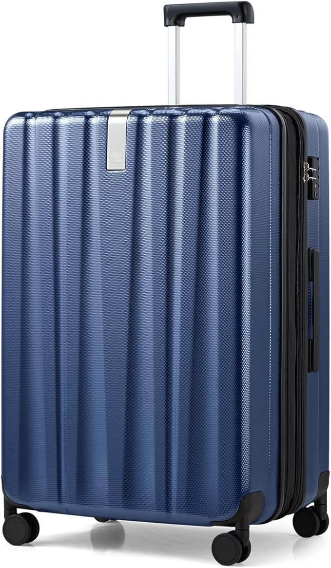 Hanke 29 Inch Expandable Checked Luggage Lightweight PC Hard Shell Luggage Suitcases with Wheels Travel Luggage Rolling Large Suitcase Travel Luggage Bag for Study Abroad.(Dark Blue)