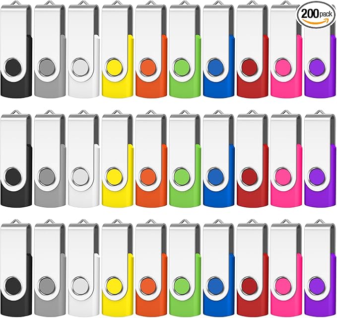 AreTop 2GB USB Flash Drives 200 Pack, AreTop Premium USB2.0 Thumb Drives Bulk USB Pendrive Memory Stick Jump Drive 200 Pack Flash Drives Bulk (2GB 200 Pack,Mix Color)