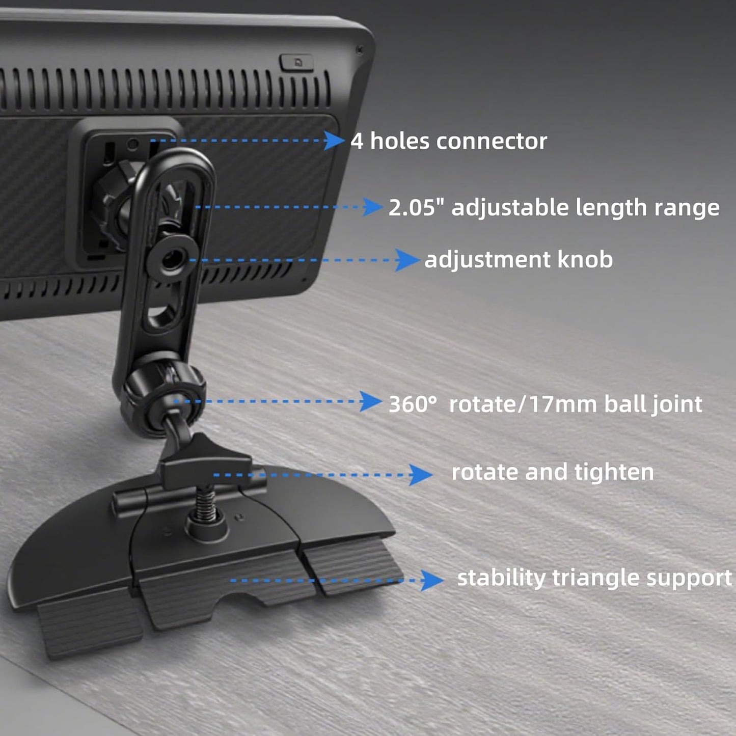 CD Slot Mount for CarPlay Screen Adjustable Arm and 360° Rotating Universal Head 17mm Compatible with in-Car Monitors CD Slot CarPlay Mount
