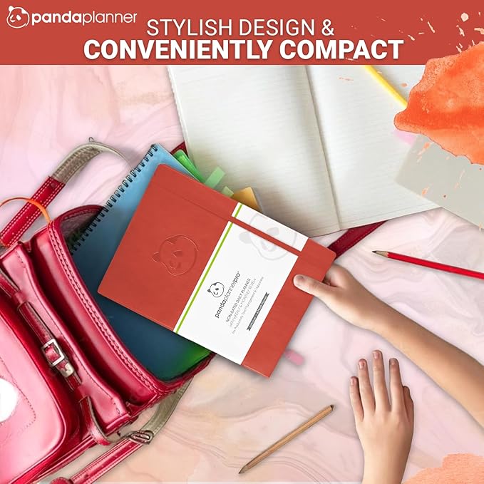 Panda Planner Pro 2026 - A4 6 Month Daily, Weekly & Monthly Planner for Productivity – Large 8.5x11 Undated Day Planner, Goal Planner, Project Organizer & Habit Tracker Notebook – Orange