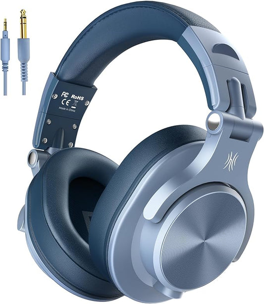 OneOdio A71 Hi-Res Studio Recording Headphones - Wired Over Ear Headphone with SharePort, Monitoring Mixing Foldable Headset with Stereo Sound, 3.5/6.35MM Jack for PC Computer DJ Guitar-Sky Blue