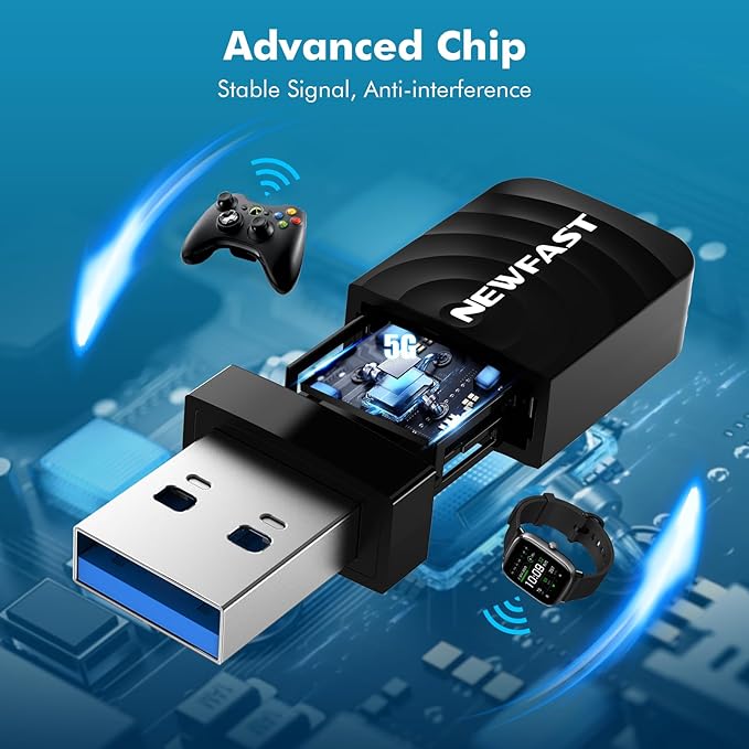 NEWFAST AC1300 Nano USB WiFi Adapter (U323), 2.4G/5G Dual Band WiFi Adapter for Desktop PC, MU-MIMO WiFi Dongle, USB 3.0, Supports Windows 11/10/8.1/8/7/XP, Mac OS 10.9-10.15