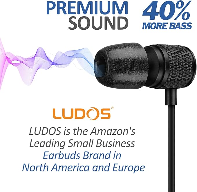 LUDOS Ultra USB C Headphones for iPhone 17 16 15 Pro Max Plus Air iPad Pro, 5 Years Warranty, Magnetic USB-C Earbuds for Samsung Galaxy S24 S23 Ultra S22 S21 FE S20 A55, USB Type C Earphones - Black