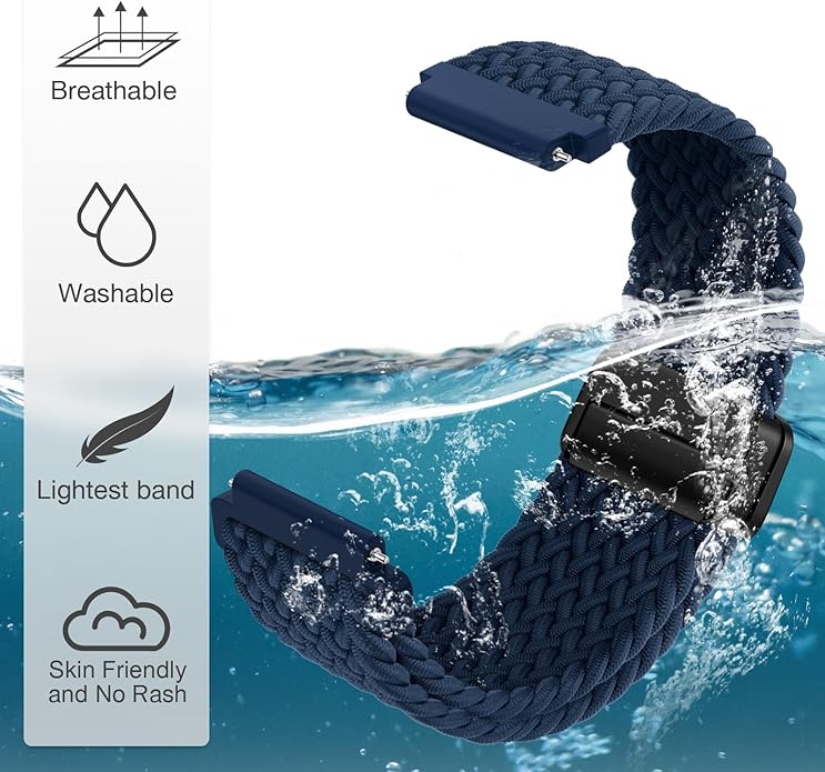 JNN Quick Release Watch Band - Magnetic 18mm 20mm 22mm Braided Nylon Watch Bands, Adjustable Elastic Nylon Watch Straps Replacement Wristband for Men Women