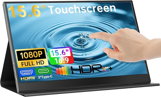 Touchscreen Portable Monitor 15.6-Inch, 1080P FHD IPS Display with Magnetic Case, HDMI & USB-C Plug&-Play, Laptop External Monitor for Laptop, MacBook，PC，Phone, Xbox, Switch, PS4/5