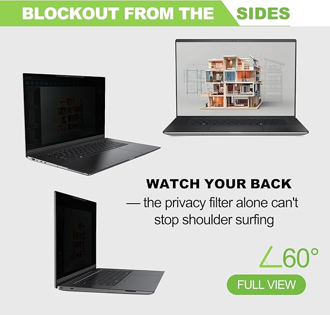Magnetic Laptop Privacy Screen 16 inch for 16:10 Computer Monitor, Removable Anti-Glare Screen Privacy Shield, Screen Filter and Protector for Laptop (13 9/16" × 8 13/16"), Fits (WUXGA 1920×1200)