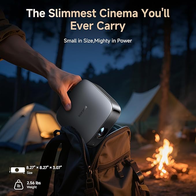 [Short Throw/1200ANSI/Built in Apps] Projector 4K with WiFi and Bluetooth, TOF Auto Focus Keystone Smart Projector for Dolby Audio Home Theater Movie, Kogata Outdoor Projector Portable Ceiling