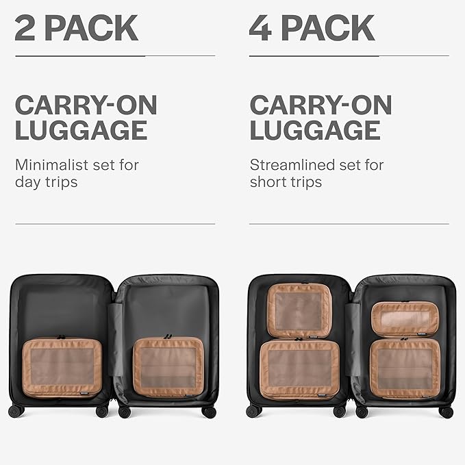Compression Packing Cubes for Travel - Luggage Organizer Bags - Double Zipper Packing Cubes for Suitcases (2-Pack, Mocha)