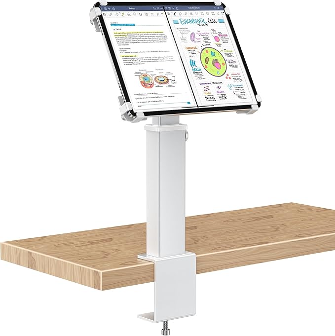 AboveTEK iPad Clamp Mount Desk, Adjustable Tablet Holder Clamp with 360° Rotation & 180° Tilt, Fits 9.7"-13" Tablets, Anti-Theft iPad Desk Stand, Heavy-Duty Aluminum Tablet Stand, Perfect for Work
