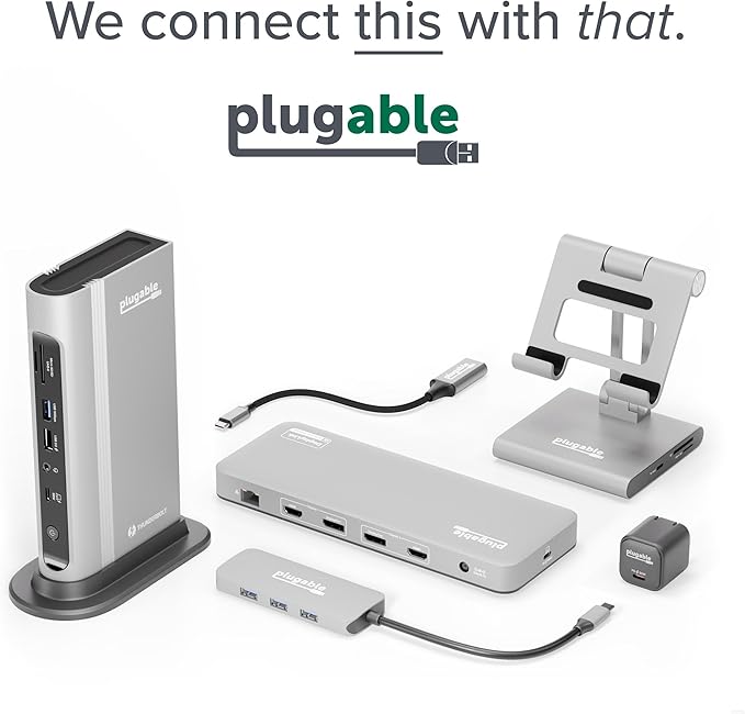Plugable 7-in-1 USB-C DisplayLink Dock – Dual 4K HDMI (Requires DisplayLink Driver), 100W PD Charging, USB4 & Thunderbolt Compatible, Gigabit Ethernet, USB-A/C, SD Card – for Mac & Windows Laptops