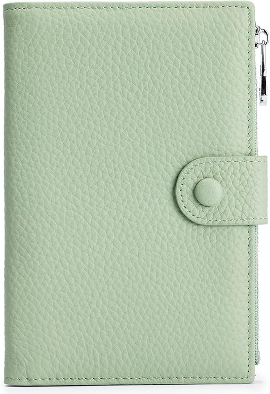 RFID Blocking Passport Wallet for Women, Slim Leather Passport Holder, Compact Travel Wallet with Zippered Coins Pocket and SIM Slots, Ladies Passport Cover
