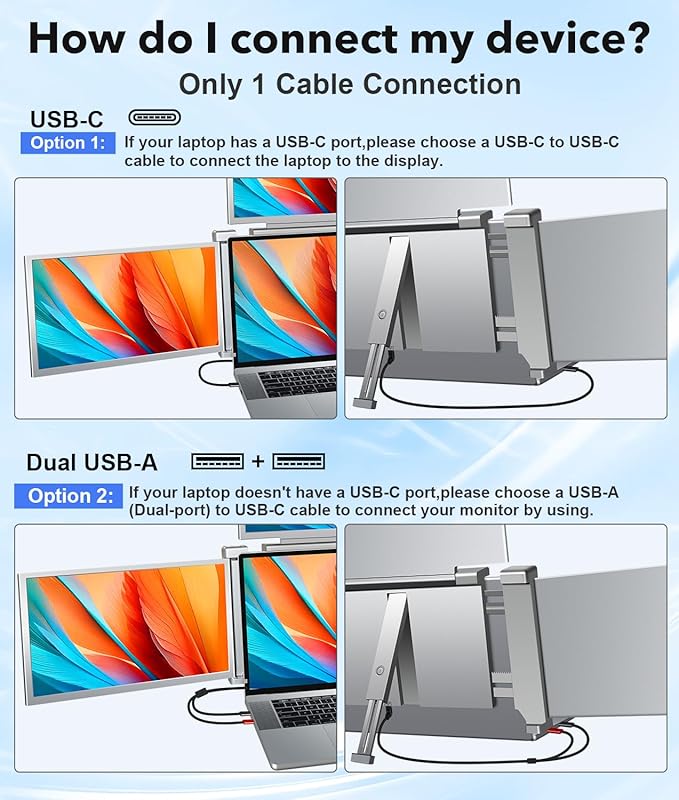 YUTOO 4 Screen Laptop Monitor Extender | One USB-C Cable for M1 M2 M3 | 14" 1080P FHD IPS 4 Screen Monitor for Laptops 13.6~17.3 inch | Quad Screen Extender Display for MacBook/Windows/Switch/PS5