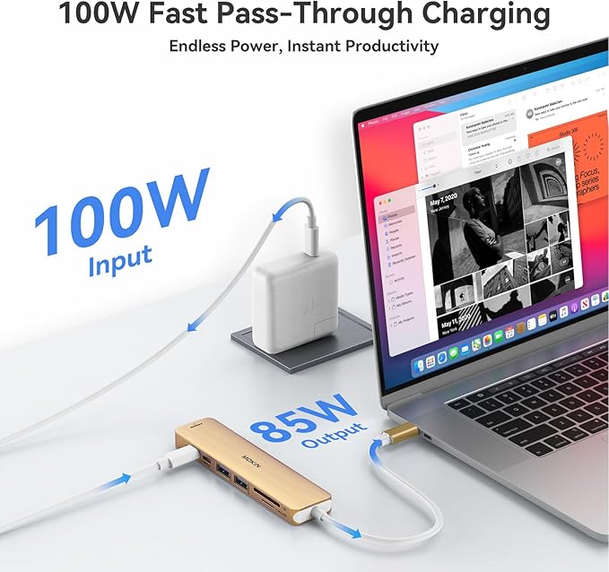 USB C Hub HDMI Adapter for MacBook Pro/Air, MOKiN 7 in 1 USB C Dongle with HDMI, SD/TF Card Reader, USB C Data Port,100W PD, and 2 USB 3.0 Compatible for MacBook Pro/Air, Dell XPS, Lenovo Thinkpad.