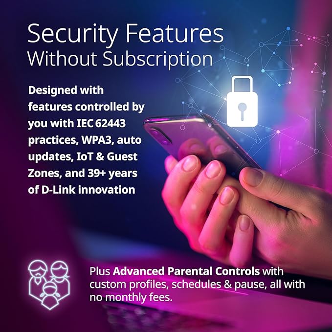 D-Link BE9500 Tri-Band Wi-Fi 7 Smart Router (R95) – Sculptured-Wing Design, 2.5 GbE, Self-Optimizing Mesh, Multi-Link, Multi-Gig, Parental Controls, Alexa/Google Ready