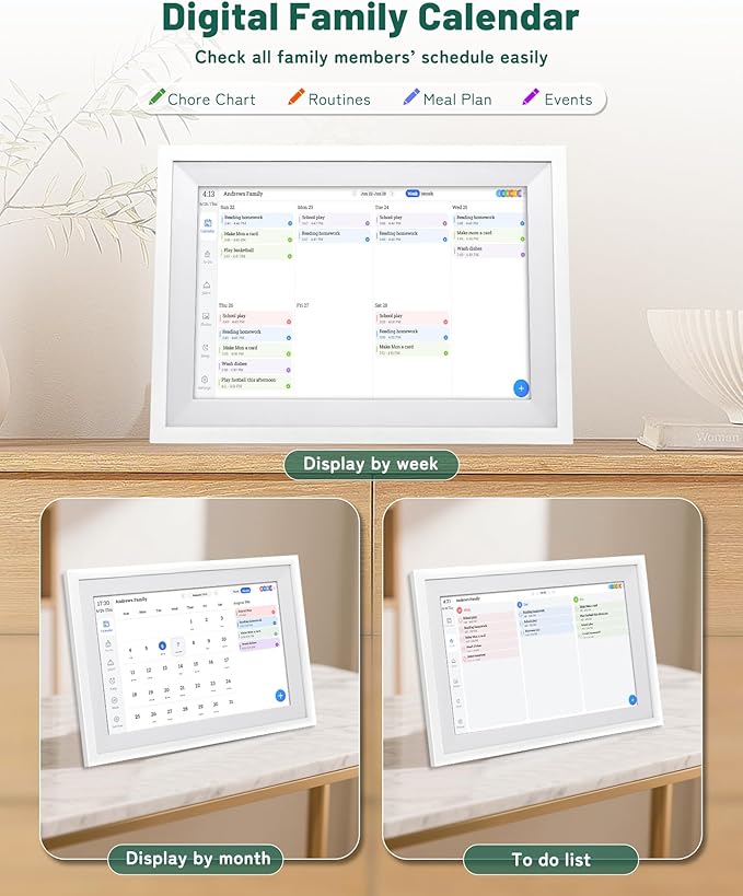 Digital Wall Calendar with Touchscreen, 10 inch Smart Calendar, Electronic Calendar for Family, WiFi Family digital calendar Chore Chart, Wall Planner, WiFi Digital Picture Frame