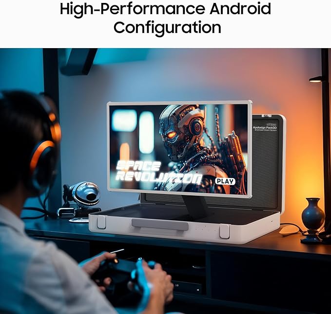 apolosign packgo 27-Inch Portable Entertainment System, Compact Suitcase Design Smart TV, Android OS, Bluetooth 3D Speakers, Built-in Battery 6H, Briefcase Screen Perfect for Travel & Parties (White)