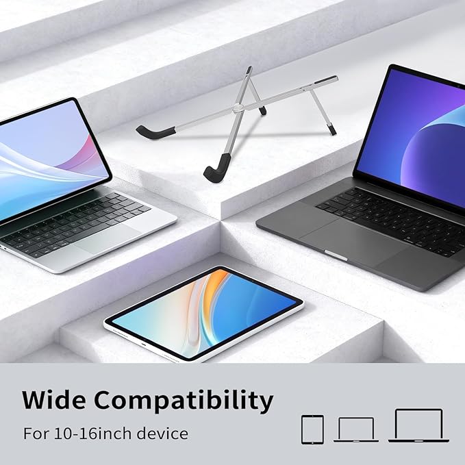 Protable Laptop Stand for Desk,Foldable Laptop Riser Holder,Ventilated Cooling Notebook Mount Computer Stand for 10-15.6” Laptops,Tablets，Aluminum
