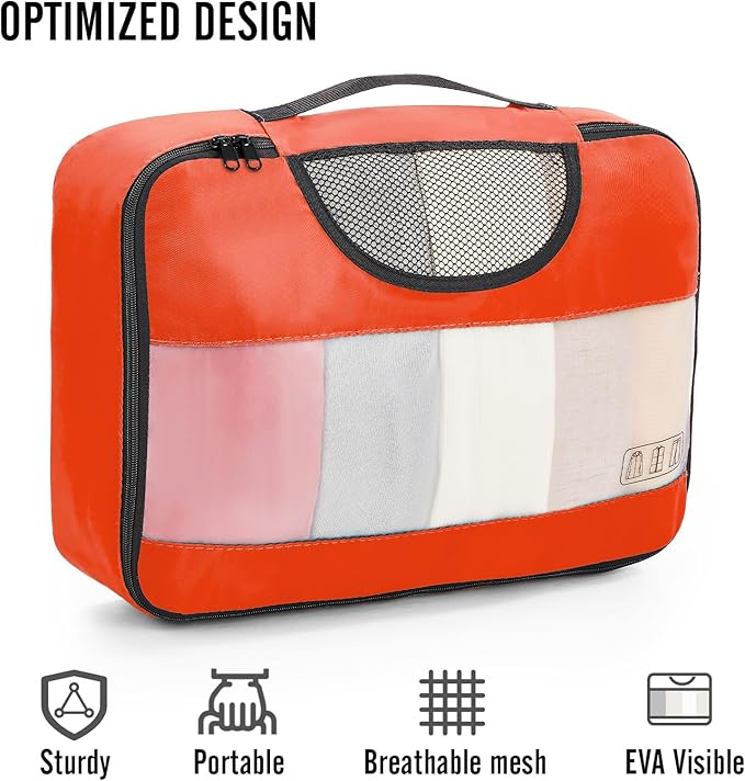 Veken 8 Set Packing Cubes for Travel Essentials, Suitcase Organizer Bags in 4 Sizes, Carry-On Luggage Accessories with Large Laundry & Hanging Toiletry Bag, Must-Have for Airplane, Road Trip & Camping