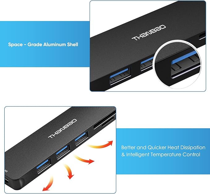 USB C Hub Multiport Adapter USB C Dongle for MacBook Pro, 7 in 1 Dongle USB-C to HDMI, 3 USB 3.0 Ports, SD/TF Card Reader Compatible for MacBook Pro, XPS More Type C Devices