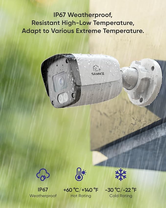 SANNCE 5MP PoE Security System, 8CH 6MP Surveillance NVR with 4PCS 5MP HD Weatherproof Bullet Cameras with H.265 Video Compression, Smart IR LED, APP Push Alert, Remote Access (2TB HDD)