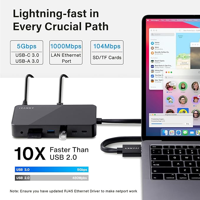 iVANKY 12-in-2 FusionDock 1 for M4 MacBook Dual 4K@144Hz Monitor (Docking Station for M1/M2/M3 Pro/Max Mac)(150W Power Adapter, SD/TF, USB, RJ45, 3.5mm Audio) Plug and Play 5Gbps Dock Hub