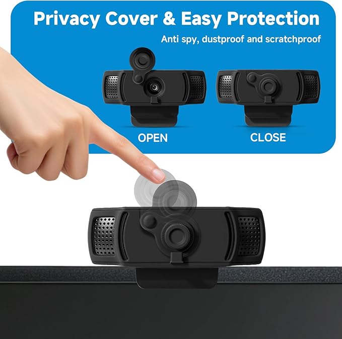 Webcam Cover for Logitech C920x HD Pro Stream Webcam - Premium Silicone Privacy Shutter Case for Logitech C920 C922 C930 Series Web Camera Lens, (1 Pack, Black)