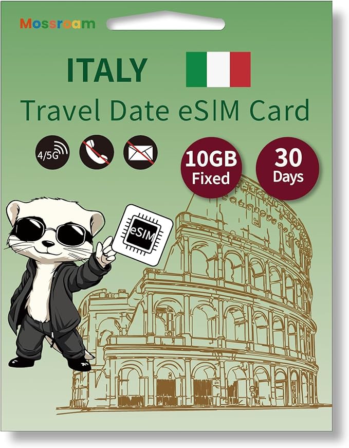 Italy eSIM Card – Prepaid Data Plans | 10 GB Fixed Data,30 Days | High-Speed 4G LTE | Ideal for Travelers