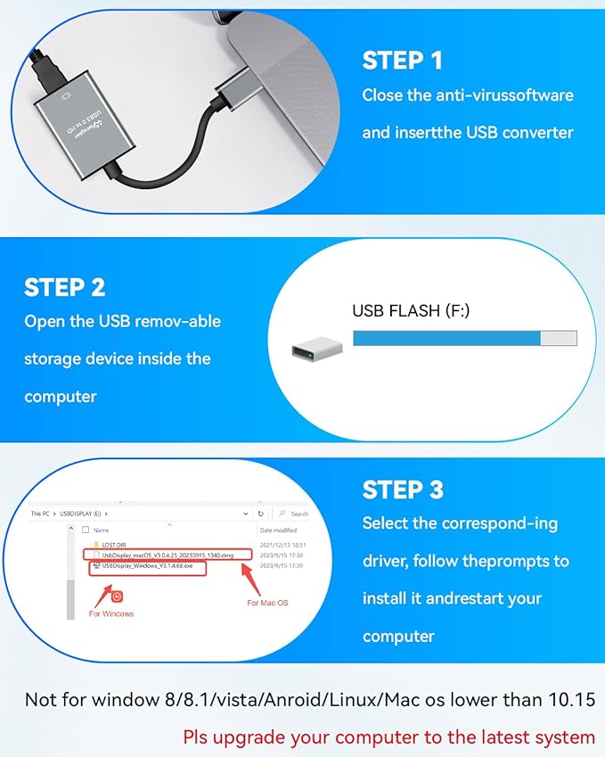 USB to HDMI Adapter for Laptop,USB hub,USB A 3.0 to HDMI Display Expander (USB 3.0-Silver)