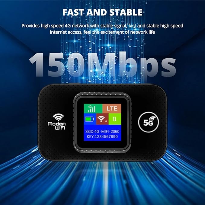 4G LTE Mobile Hotspot, 150Mbps Wi-Fi Hotspot Device with SIM Card Slot, Portable Wi-Fi Router Connects Up to 10 Devices, Support B1/3/7/8/20/38/40/41, Secure Network Anywhere