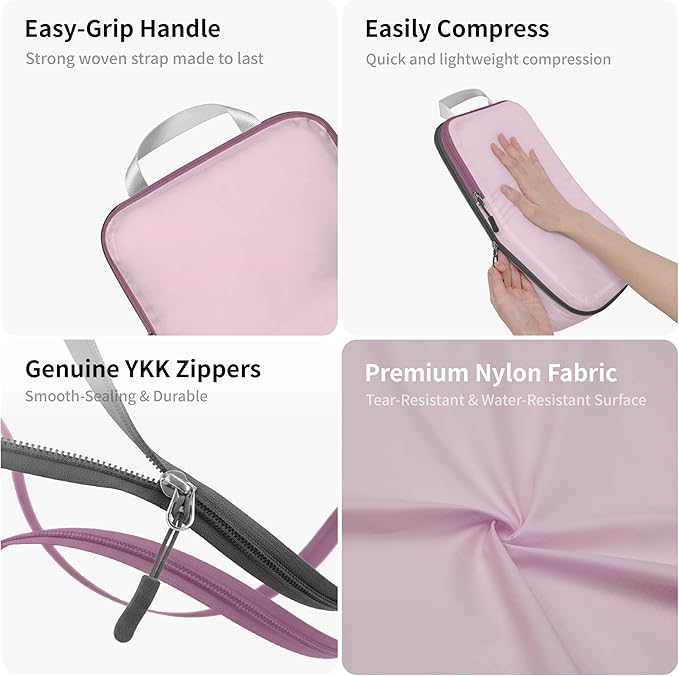 Cipway Compression Packing Cubes for Travel Ultralight Expandable Packing Organizers for Carry on Luggage (Mauve Pink 3 Set)