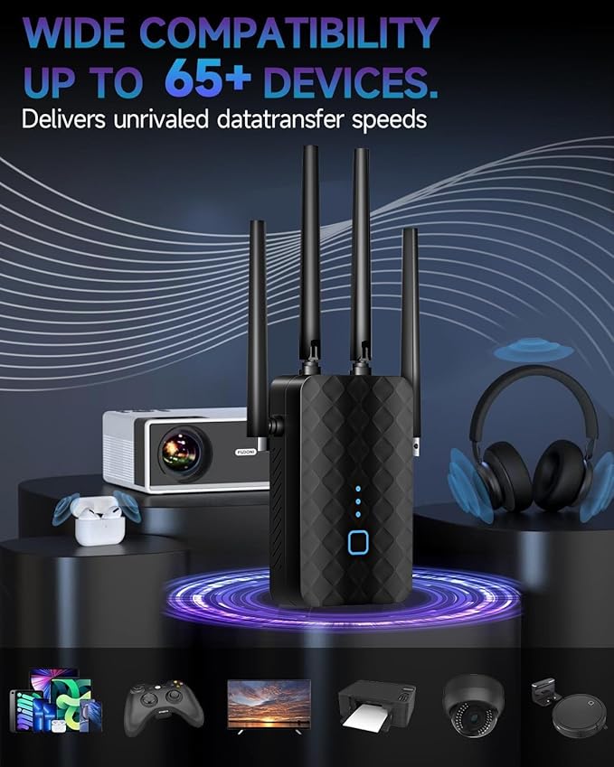 2025 WiFi Extender, 1200MGbps Dual Band WiFi Signal Booster,2.4G&5G High Speed Internet Amplifier, Up to 13800 Sq Ft Coverage, WiFi Booster Dual Compatible with All Routers (1200M)