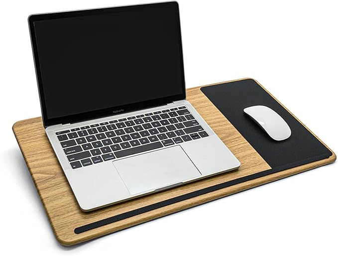 Lap Desk with Soft Cushion and Wrist Rest – Portable Laptop Desk for Bed, Couch & Home Office, Removable Mouse Pad & Anti-Slip Strip for 17 inch Laptop (Large, Wood Pattern)