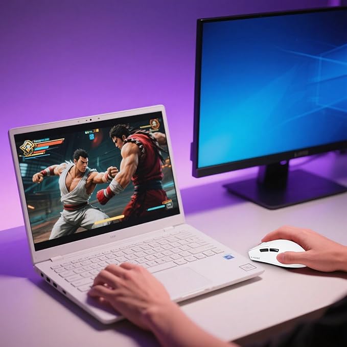 XuanGui Wireless Gaming Mouse,2.4G/BT/USB-C Wired,5-Level DPI 4000 Max,50g Lightweight,1000Hz Polling Rate,Macro Program,Side Buttons,44-Hour Battery Life,For Laptop/PC/Computer/Mac/Tablet (White-1)