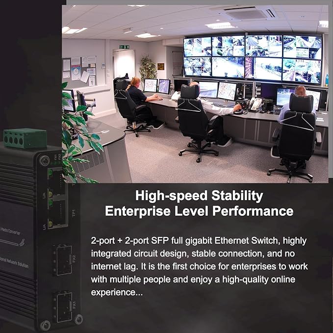 Mini 2-Port PoE Gigabit Ethernet Switch with Dual SFP Ports - Industrial-Grade Unmanaged Switch, 12~48VDC Input, 30W PoE+, Din-Rail or Wall Mount,Fast Connection,Plug and Play,Rugged Metal Case