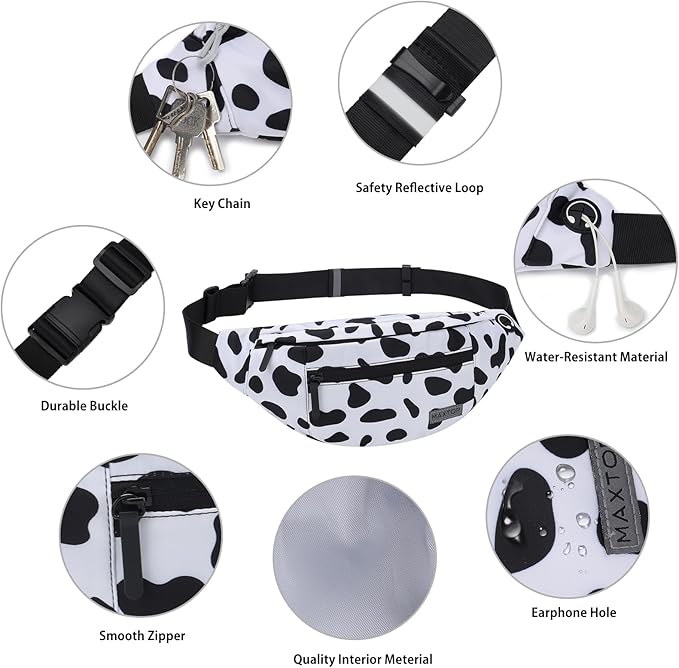 MAXTOP Large Crossbody Fanny Pack with 4-Zipper Pockets,Gifts for Enjoy Sports Festival Workout Traveling Running Casual Hands-Free Wallets Waist Pack Phone Bag Carrying All Phones