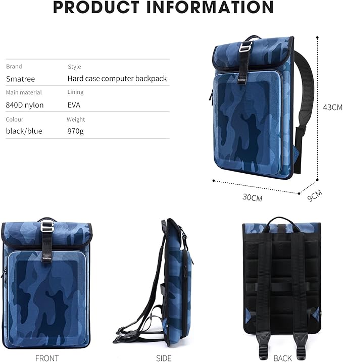 Smatree Business Laptop Backpack,Travel Laptop Bag for 14-16 inch MacBook Pro 2021/12.3-13inch Surface Pro X/7/6/ Acer Aspire 5/ Acer Nitro 5 Gaming Laptop 15.6 inch and Other 15.6inch Laptop,Blue