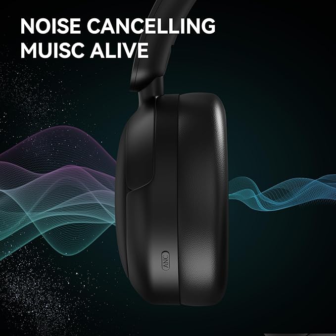 T3 Wireless Headphones,Active Noise Cancelling Headphones for Adults,Over Ear Headphones Wireless Bluetooth 5.3 & 60H Playtime with Built-in HD Mic,Foldable Lightweight Headset Ideal for Travel