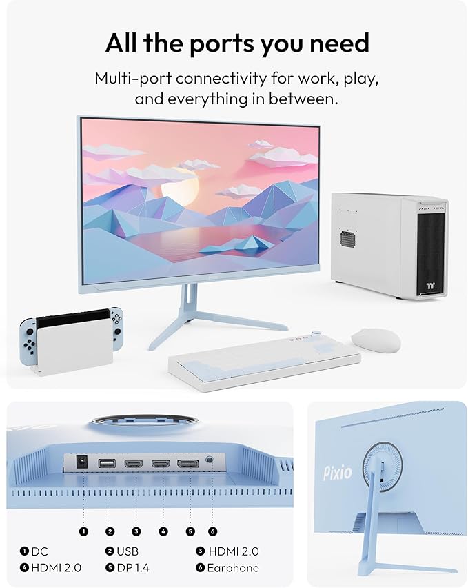 Pixio PX279 Wave Blue 27 inch 240Hz Refresh Rate FHD 1080p Resolution Fast IPS Panel 1ms GTG Resonse Time Gaming Monitor with Adaptive Sync