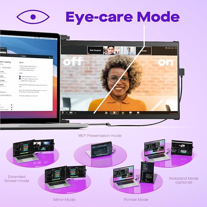 Laptop Screen Extender - Mobile Pixels Duex Max DS 14.1'' Portable Monitor for 14'' to 17'' Laptops, FHD 1080p USB Type-C/HDMI Ports Laptop Monitor, Compatible with Mac/Windows/Android/Switch