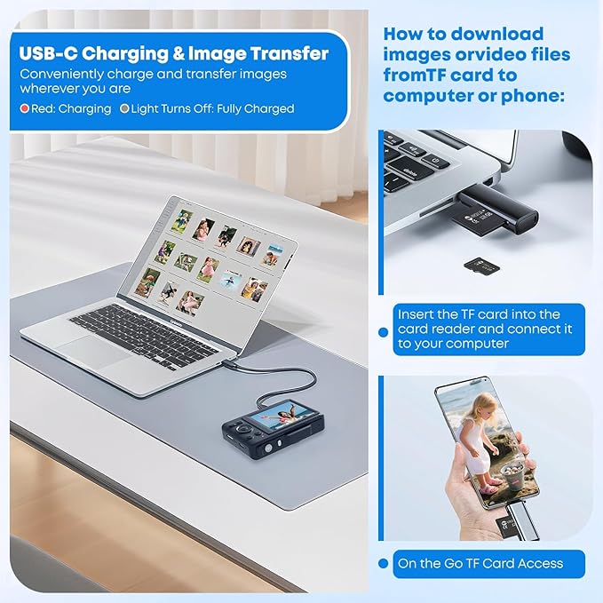 Digital Camera, Autofocus 4K Vlogging Camera for Photography with 64GB Card, Full HD 4K Point and Shoot Camera Portable Compact and Shoot Digital Camera for 16X Zoom, Anti-Shake, for Beginners, Black