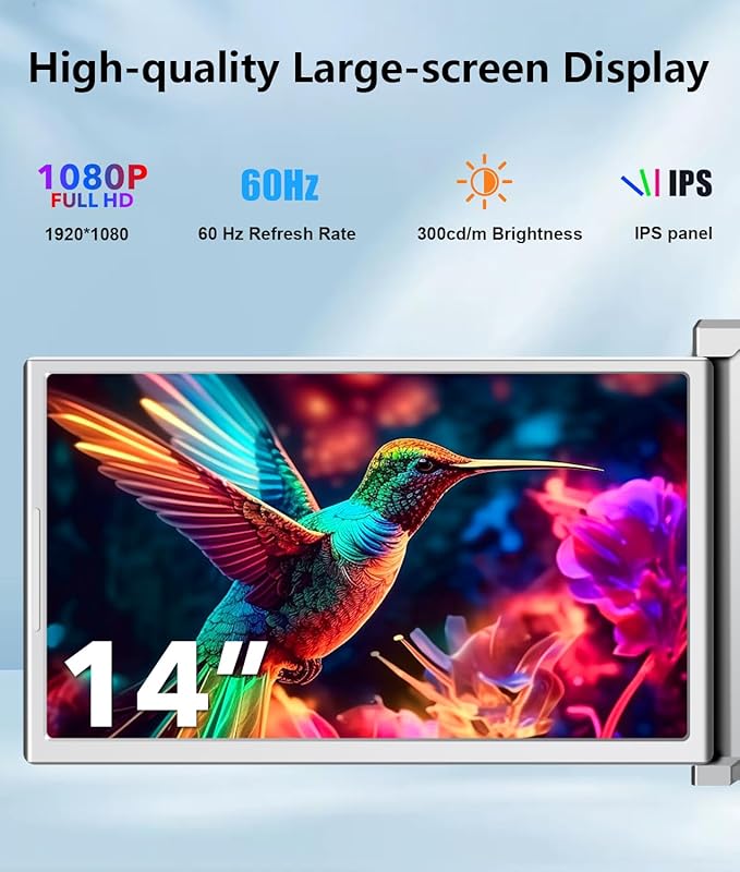 YUTOO 4 Screen Laptop Monitor Extender | One USB-C Cable for M1 M2 M3 | 14" 1080P FHD IPS 4 Screen Monitor for Laptops 13.6~17.3 inch | Quad Screen Extender Display for MacBook/Windows/Switch/PS5