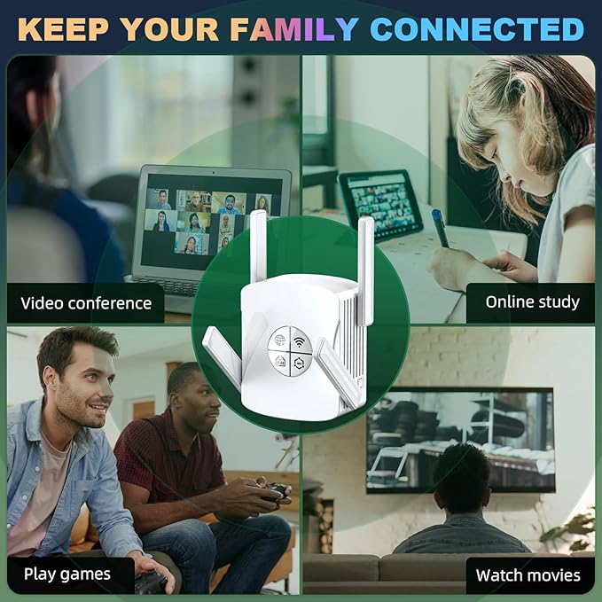 2400Mbps WiFi 6 Extender Signal Booster - 10K Sq.Ft Coverage w/5X Faster Internet Booster for Home & Outdoor | 5GHz Dual-Band Wireless Repeater with Ethernet Port, 4 Antennas Long Range for Router