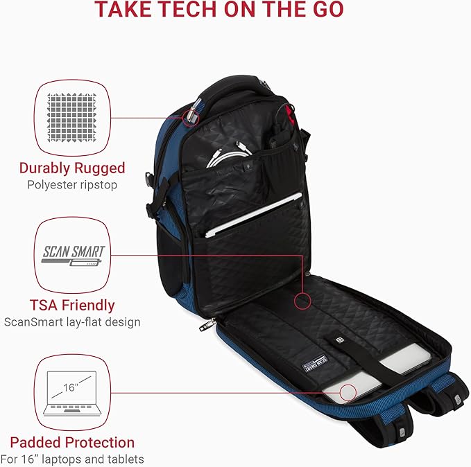 The Travel Tech Elite USB ScanSmart Laptop Backpack