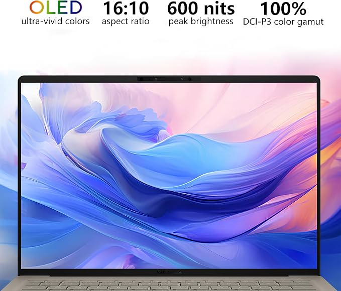 ASUS Zenbook A14 Copilot+ AI PC Laptop | 14" WUXGA OLED (100% DCI-P3) | Qualcomm Snapdragon X Plus (Up to 45 Tops) | 16GB RAM 1TB SSD | for Creator Business Professional Win11 w/DLCA Accessory