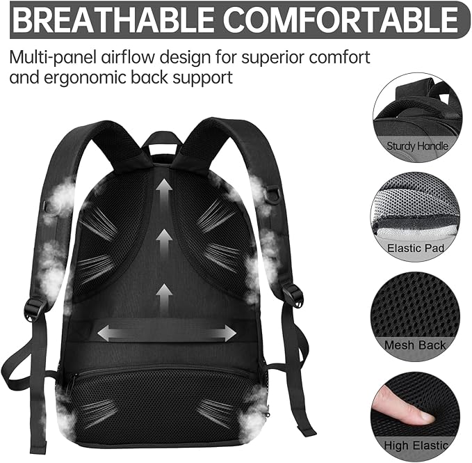 Large Travel Laptop Backpack, Business Anti Theft Slim Sturdy 18 Inch Laptop Backpack with USB Charging Port, Waterproof College Computer Bag Gift for Mens & Women Backpack, Black