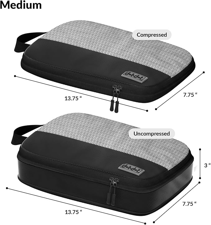 Dot&Dot 4pc Medium Compression Packing Cubes for Travel - Luggage Packing Organizers - Travel Packing Cubes for Suitcases